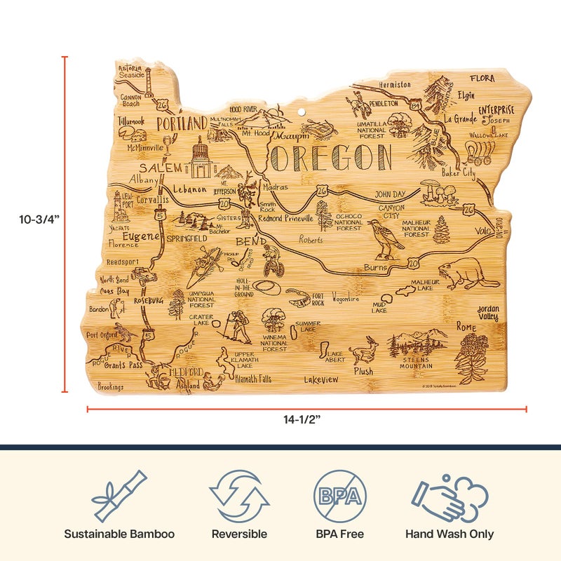 Totally Bamboo Destination Oregon State Shaped Cutting Board, Charcuterie and Cheese Serving Board â€“ Oregon Gift for Home DÃ©cor or Everyday Kitchen Use - Image 4